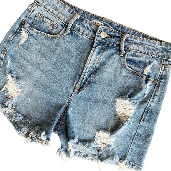 Old Navy high rise cut off distressed jean shorts size 4 - Picture 6 of 11